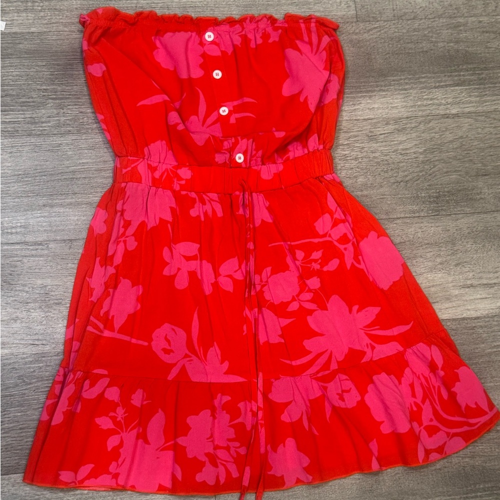 Vibrant Floral Strapless Dress